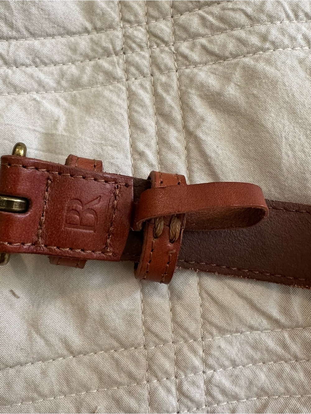 Banana Republic Genuine Leather Cognac / Camel Brown Crossbody / Belt Bag - Picture 6 of 7